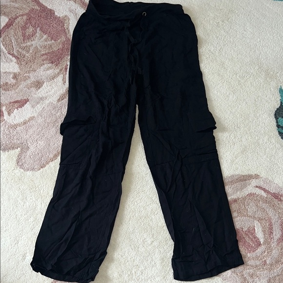 Soft Surroundings Pants - Soft Surroundings Black Linen Blend Cargo Pants